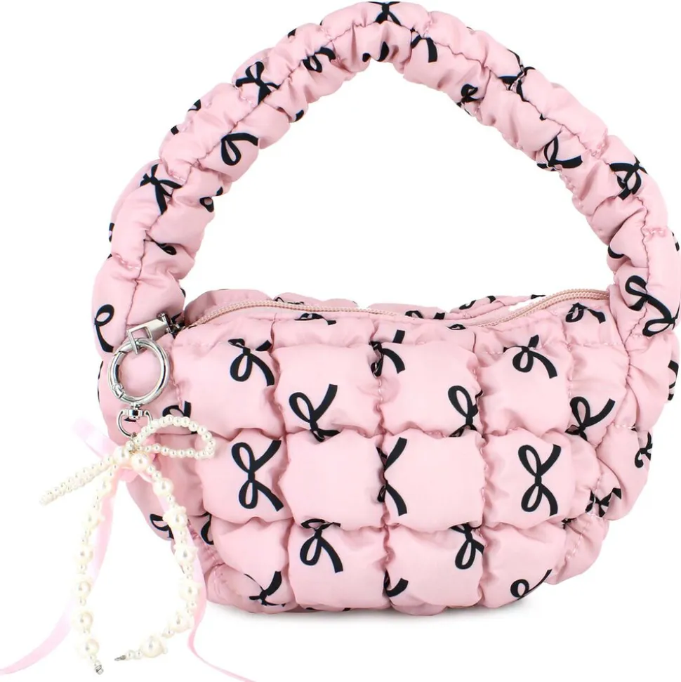 a little obsessed Bow Puffy Bag With Keychain