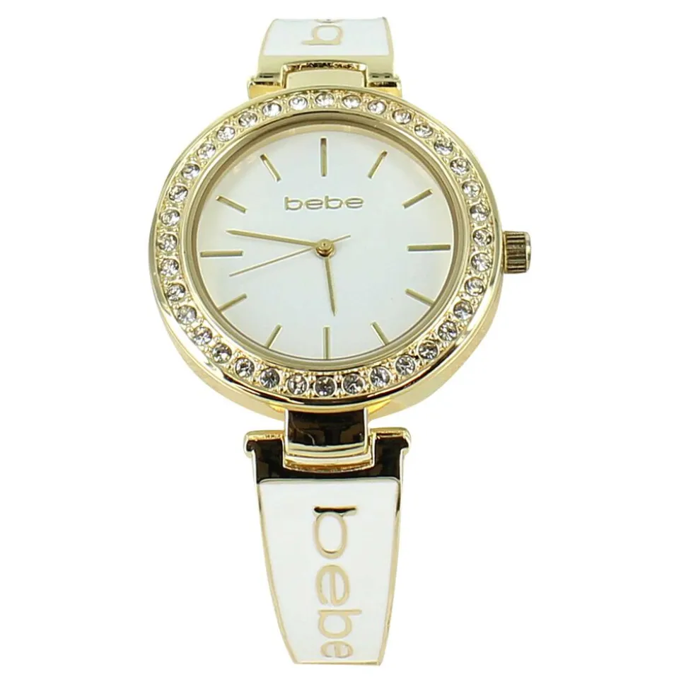 bebe Enameled Watch With Coordinating Bangles