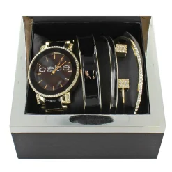 bebe Enameled Watch With Coordinating Bangles