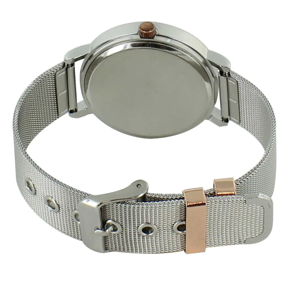 bebe Faux-Diamond Watch With Metal Mesh Band