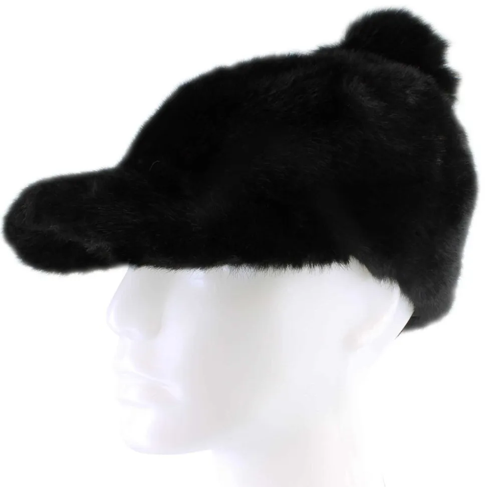 Couture Gems Fluffy Cap With Faux-Fur Pom