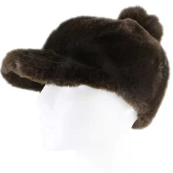 Couture Gems Fluffy Cap With Faux-Fur Pom