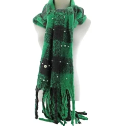 Couture Gems Plaid Faux-Pearl Scarf
