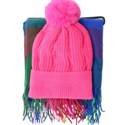 Couture Gems Plaid Oblong Scarf & Knit Hat Set