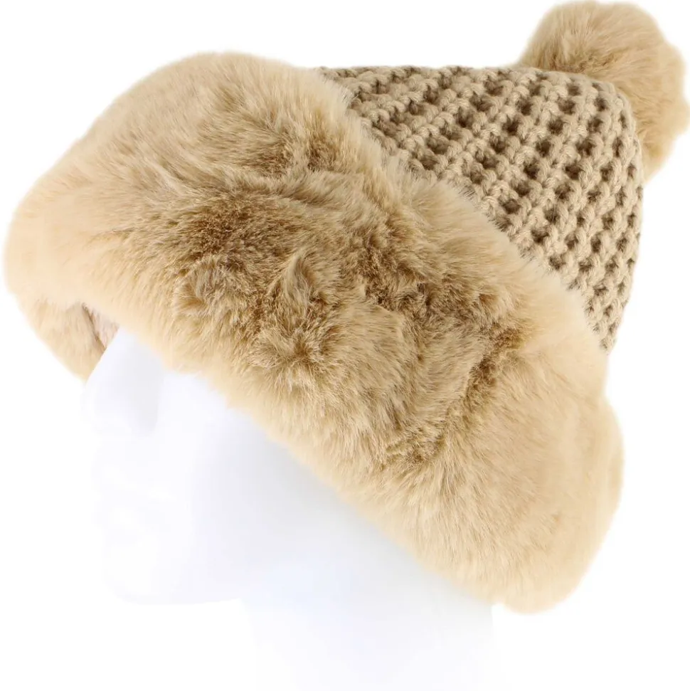 Couture Gems Waffle-Knit Pom Beanie