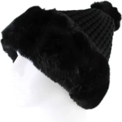 Couture Gems Waffle-Knit Pom Beanie