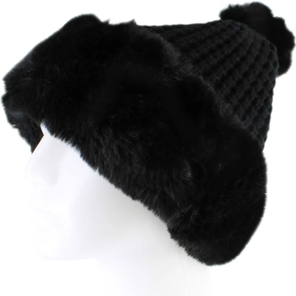 Couture Gems Waffle-Knit Pom Beanie