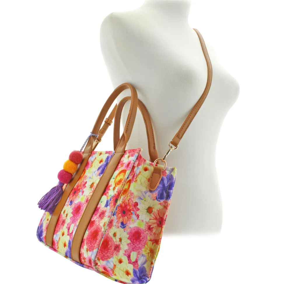 Emperia Floral Tote With Faux-Leather Trim