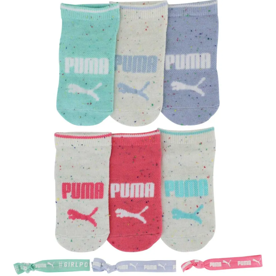 Girls' PUMA Low-Cut 6-Pair Pack With 3 Hair Ties