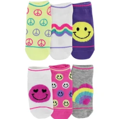 Girls' Skechers Smiley Face Low-Cut 6-Pair Pack