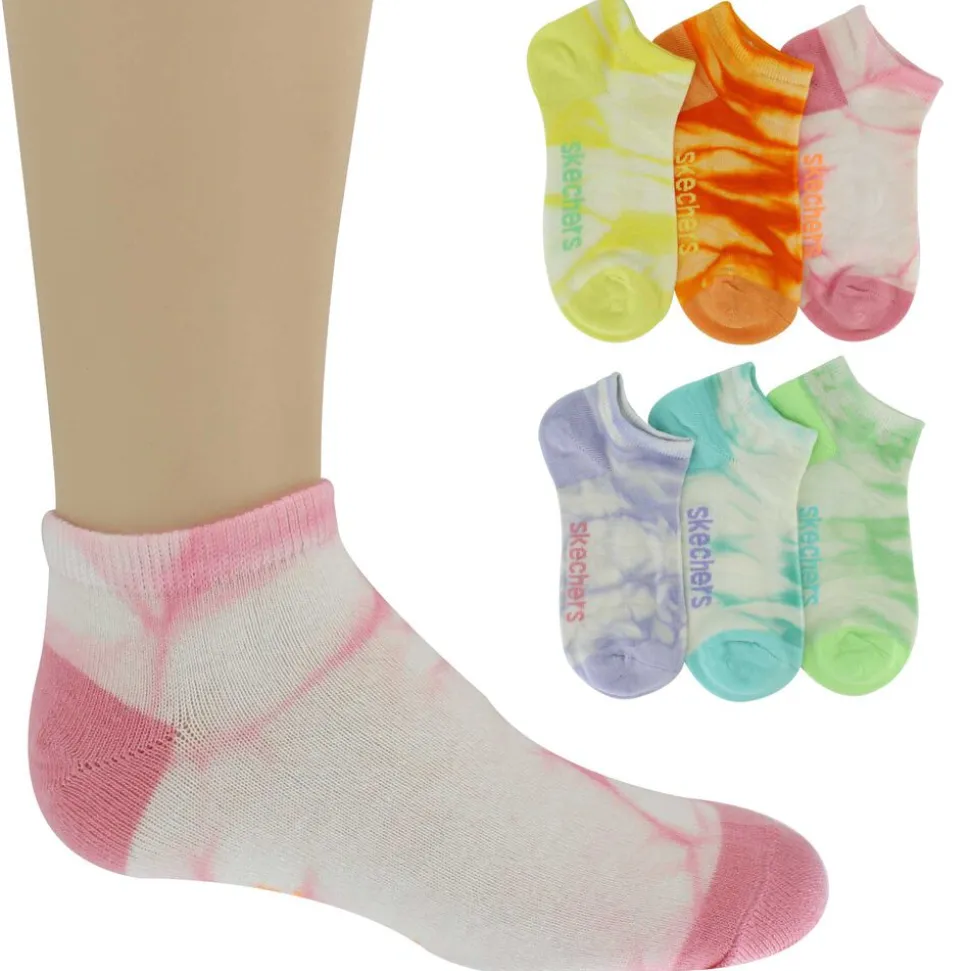 Girls' Skechers Tie-Dye Low-Cut 6-Pair Pack
