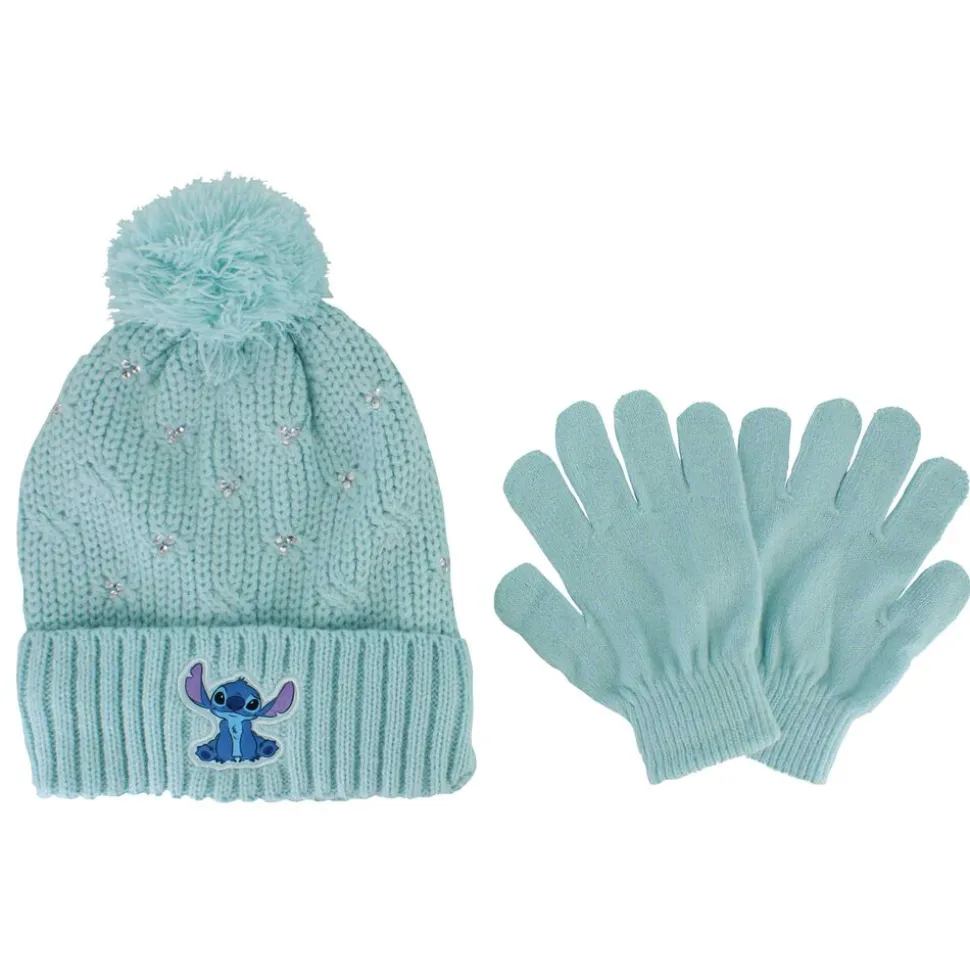 Kids' Disney Stitch Cable Knit Hat And Glove Set
