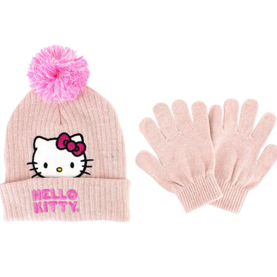 Kids' Hello Kitty Knit Hat And Glove Set