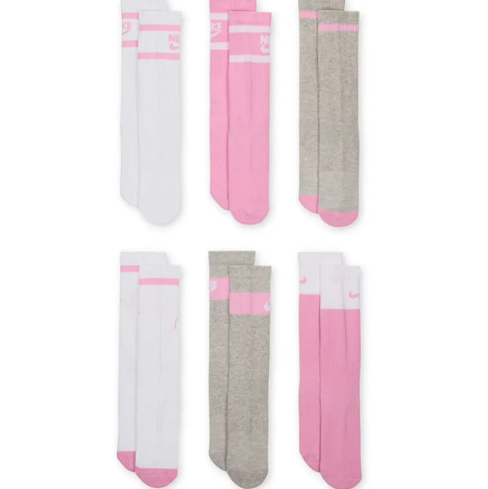 Kids' Nike Everyday Logo Stripe Crew 6-Pair Pack