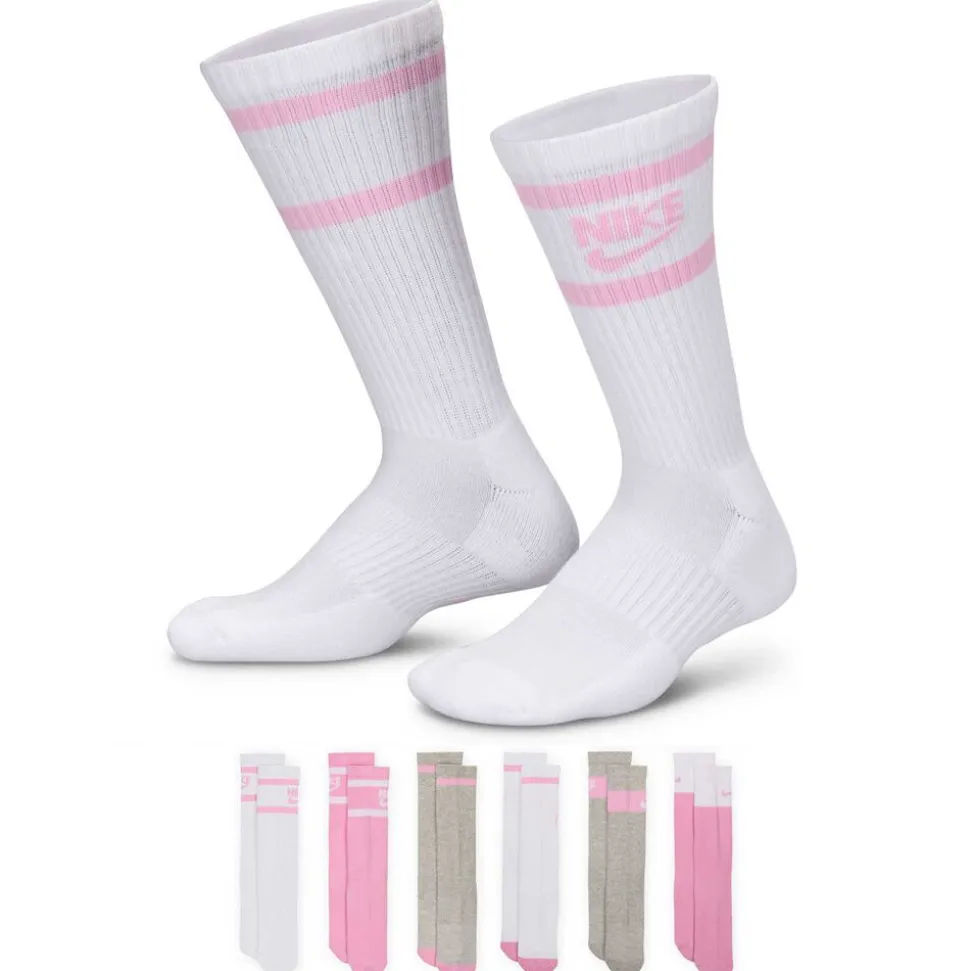 Kids' Nike Everyday Logo Stripe Crew 6-Pair Pack