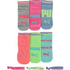 Kids' PUMA Low-Cut 6-Pair Pack And Bonus Hair Ties