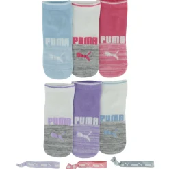 Kids' PUMA Low-Cut 6-Pair Pack And 3 Hair Ties