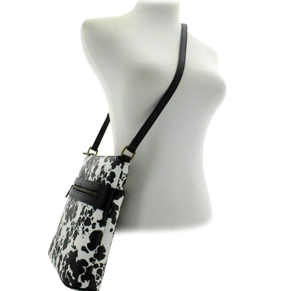 Marbella Carina North/South Cow-Print Crossbody