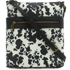 Marbella Carina North/South Cow-Print Crossbody