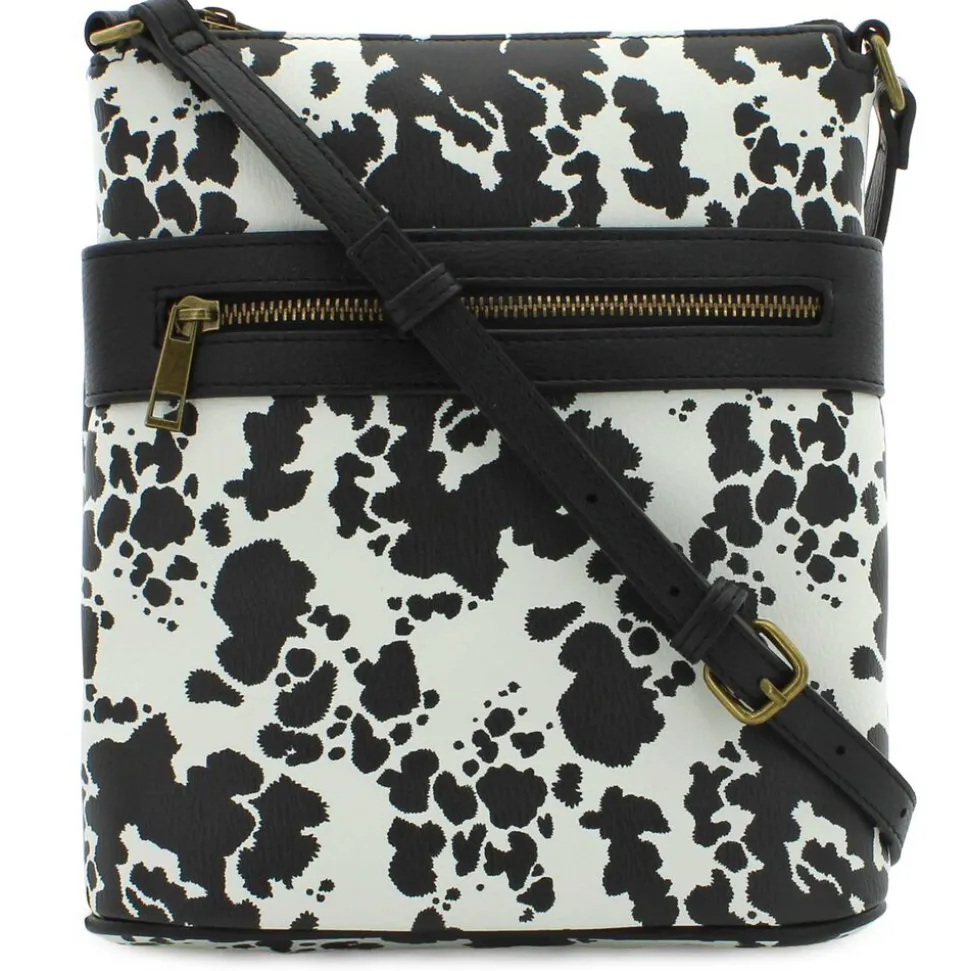 Marbella Carina North/South Cow-Print Crossbody
