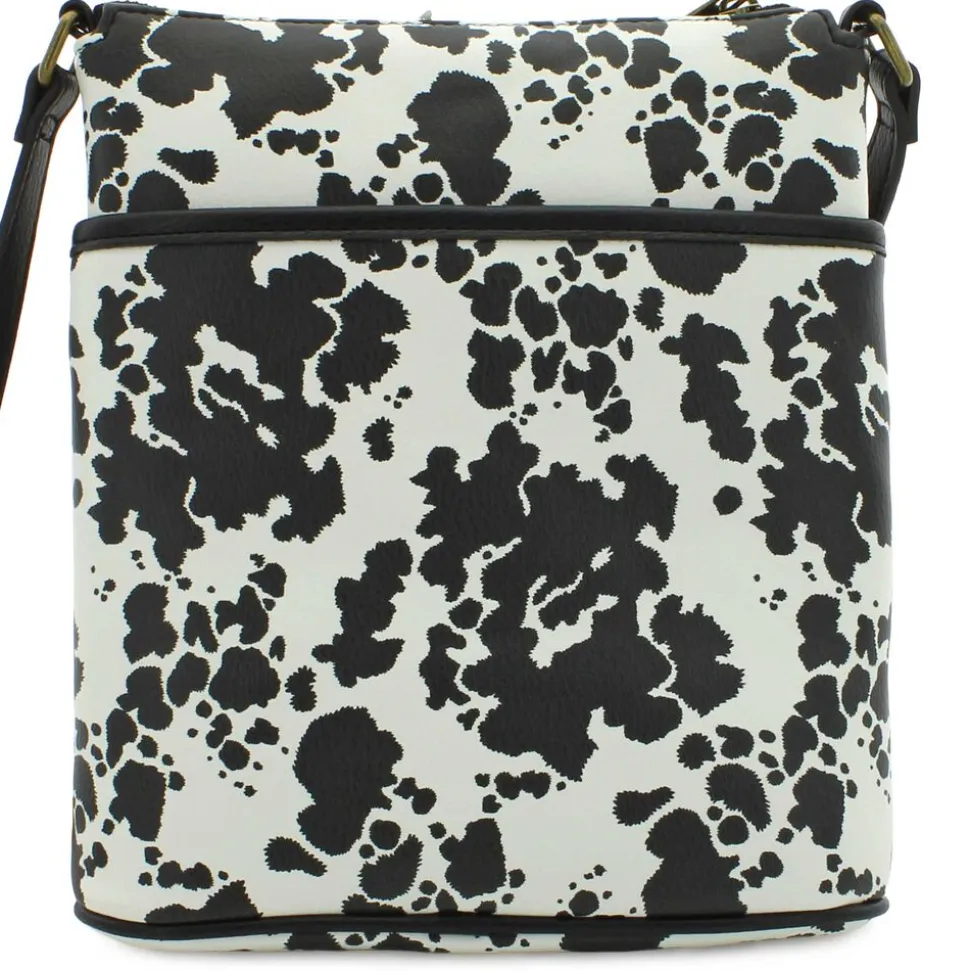 Marbella Carina North/South Cow-Print Crossbody