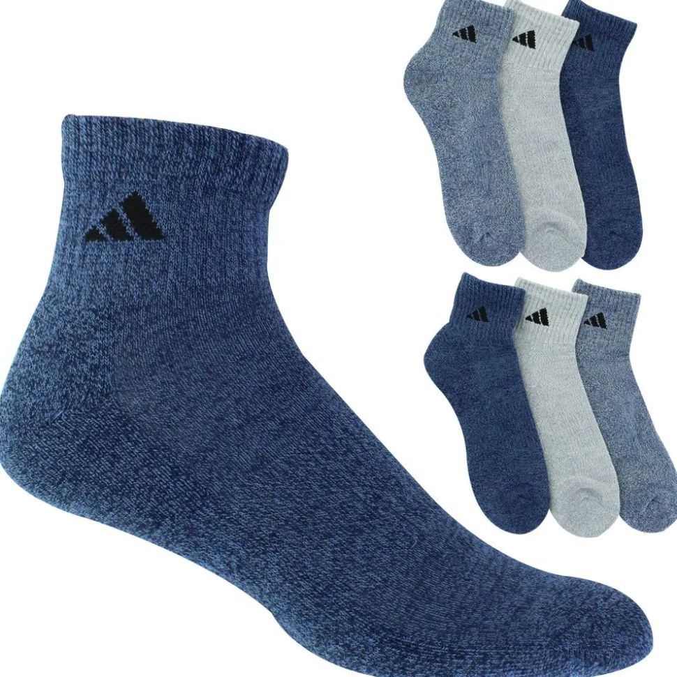 Men's adidas Marled Cushioned Quarter 6-Pair Pack