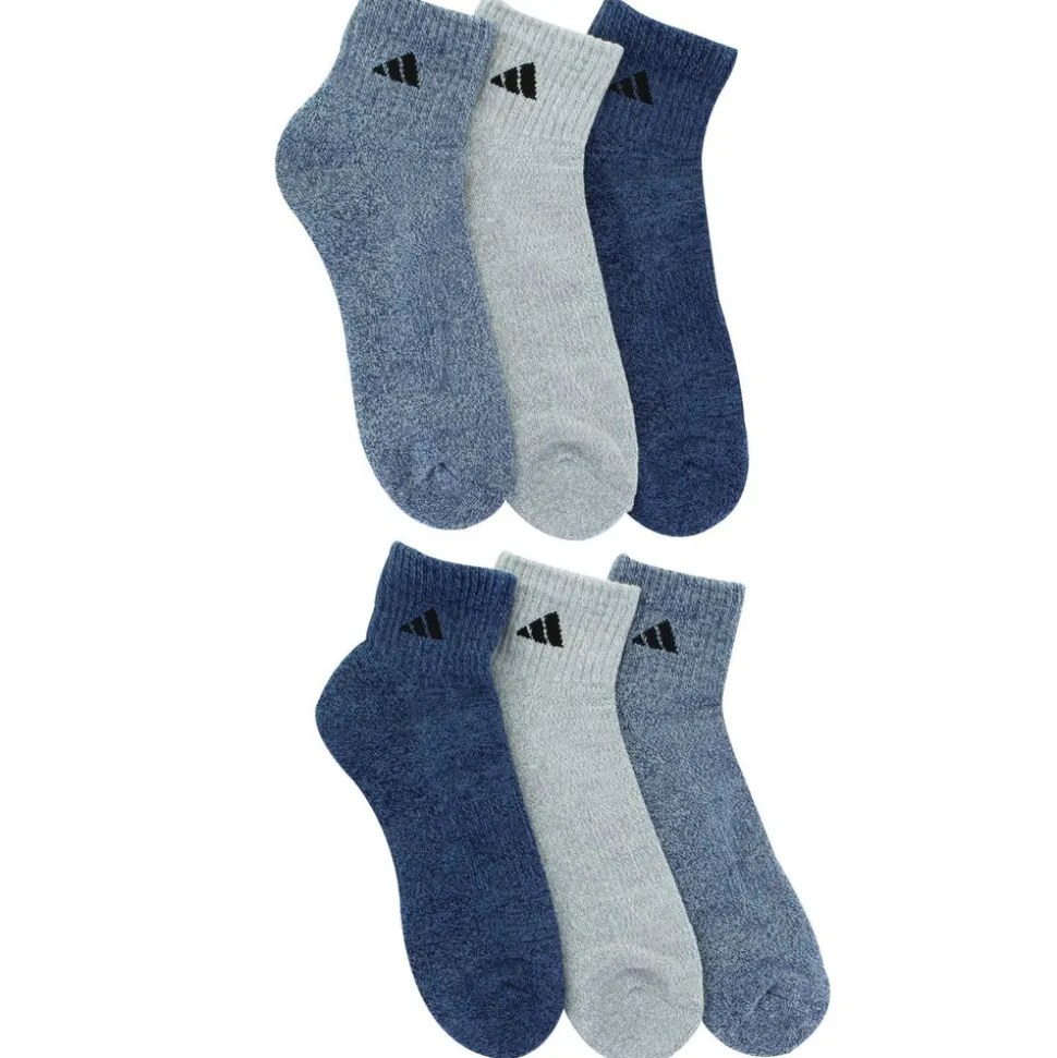Men's adidas Marled Cushioned Quarter 6-Pair Pack
