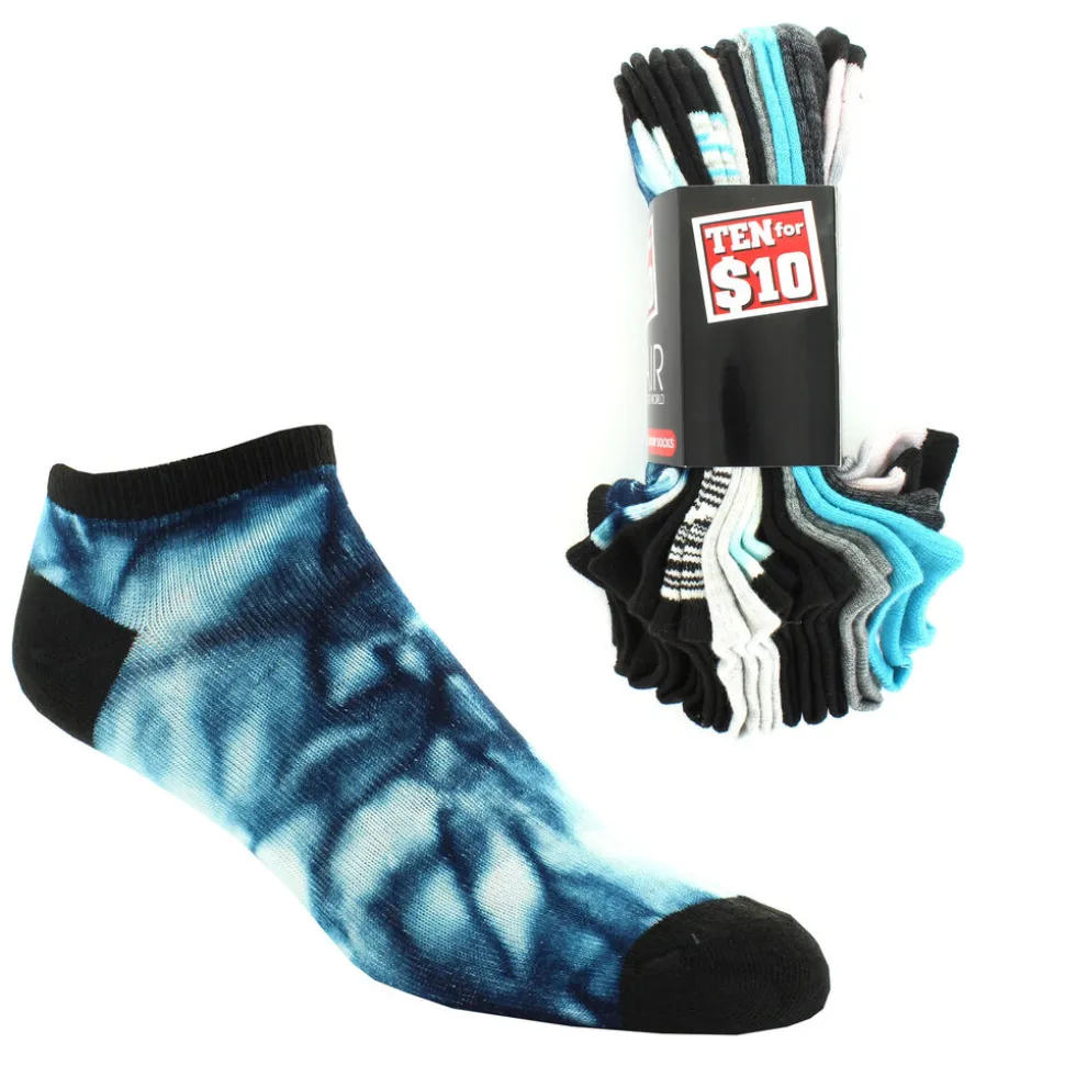 Men's Air Sports World Tie-Dye No-Show 10 For $10