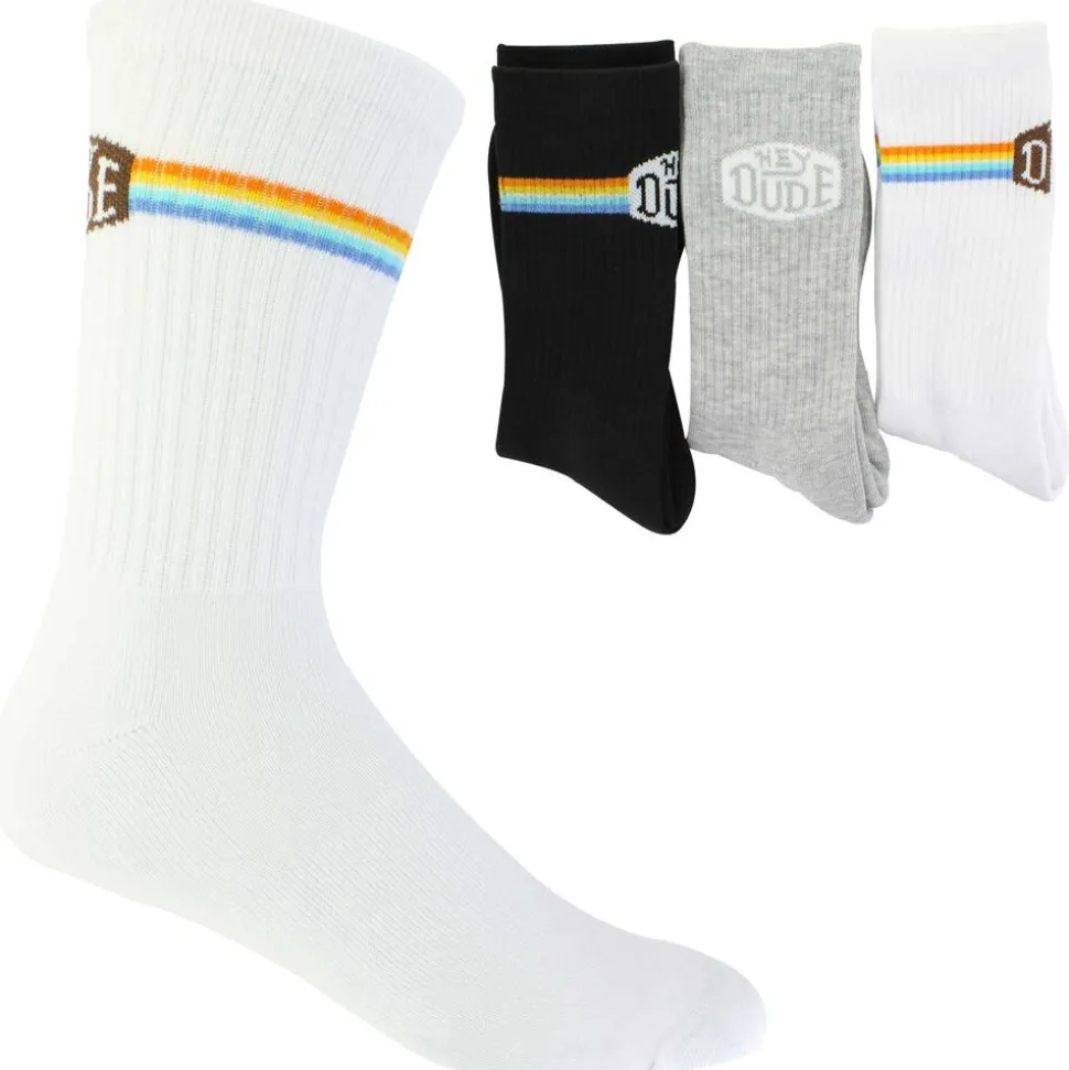 Men's HEYDUDE Logo Stripe Crew 3-Pair Pack