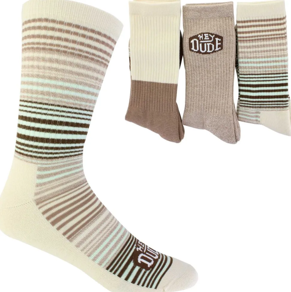 Men's HEYDUDE Multi-Striped Crew 3-Pair Pack