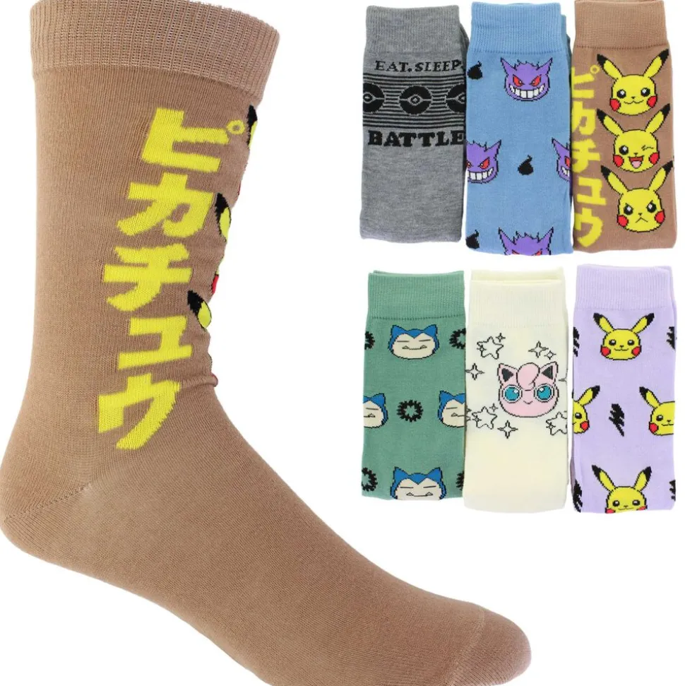 Men's Pokemon Casual Crew 6-Pair Pack