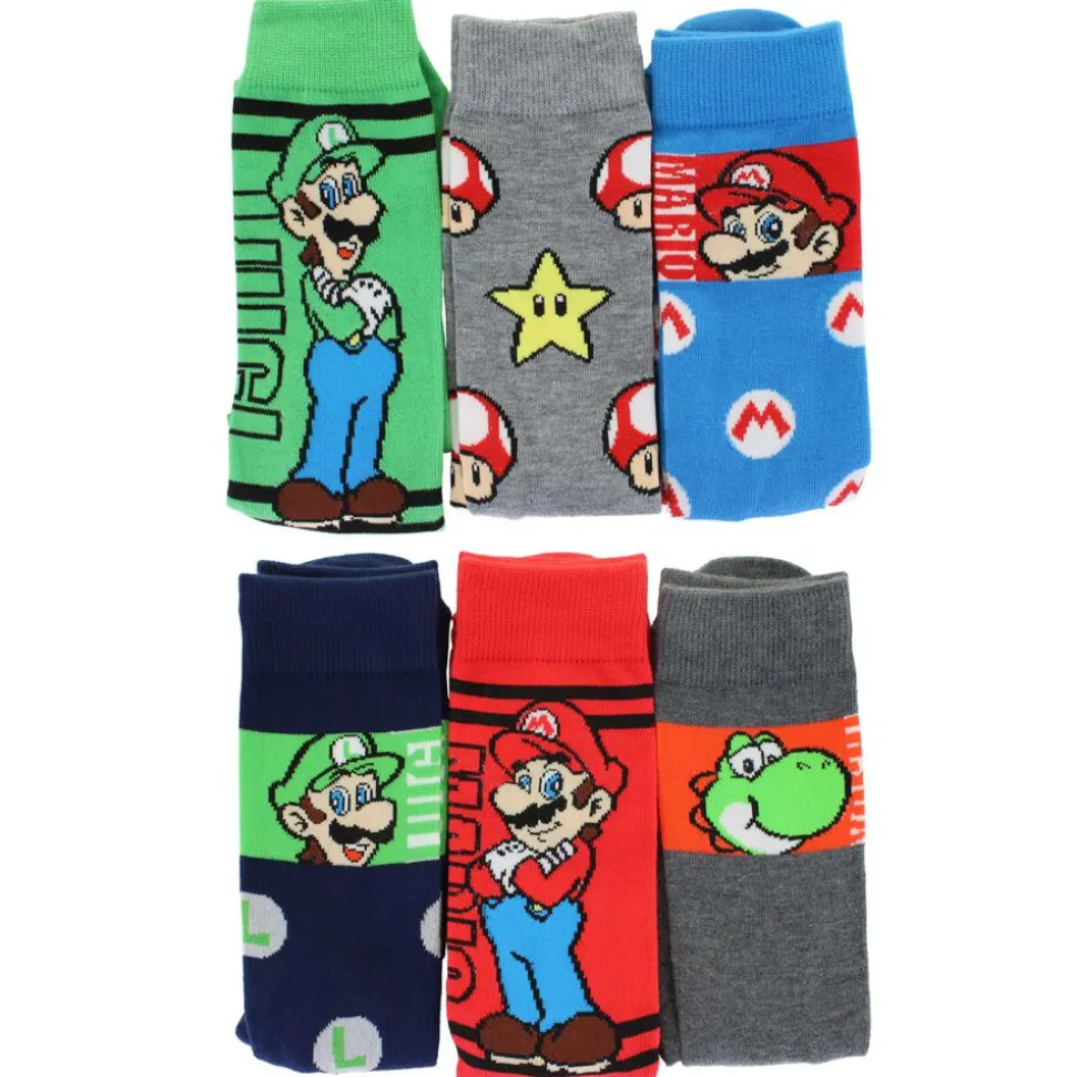 Men's Super Mario Casual Crew 6-Pair Pack