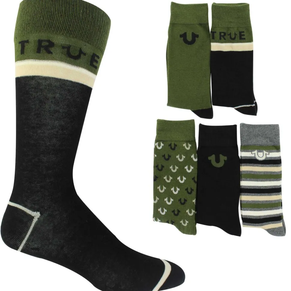 Men's True Religion Color Block Crew 5-Pair Pack