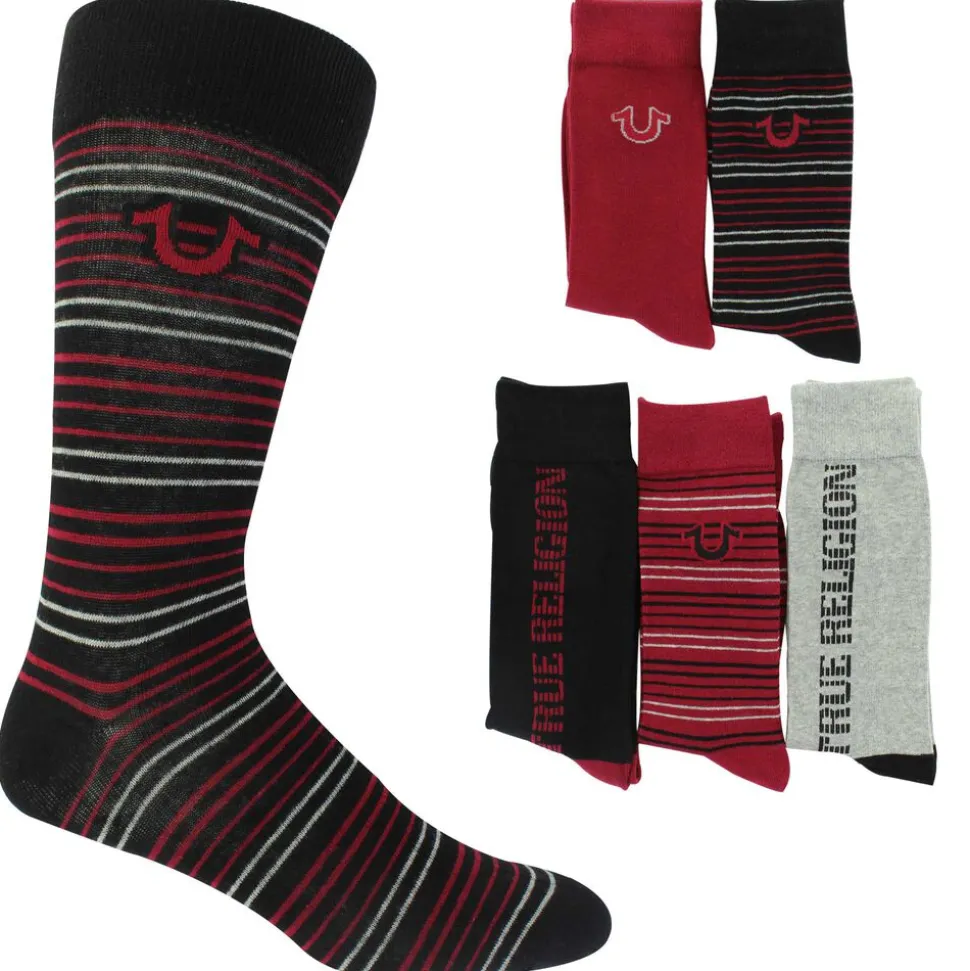 Men's True Religion Striped Crew 5-Pair Pack