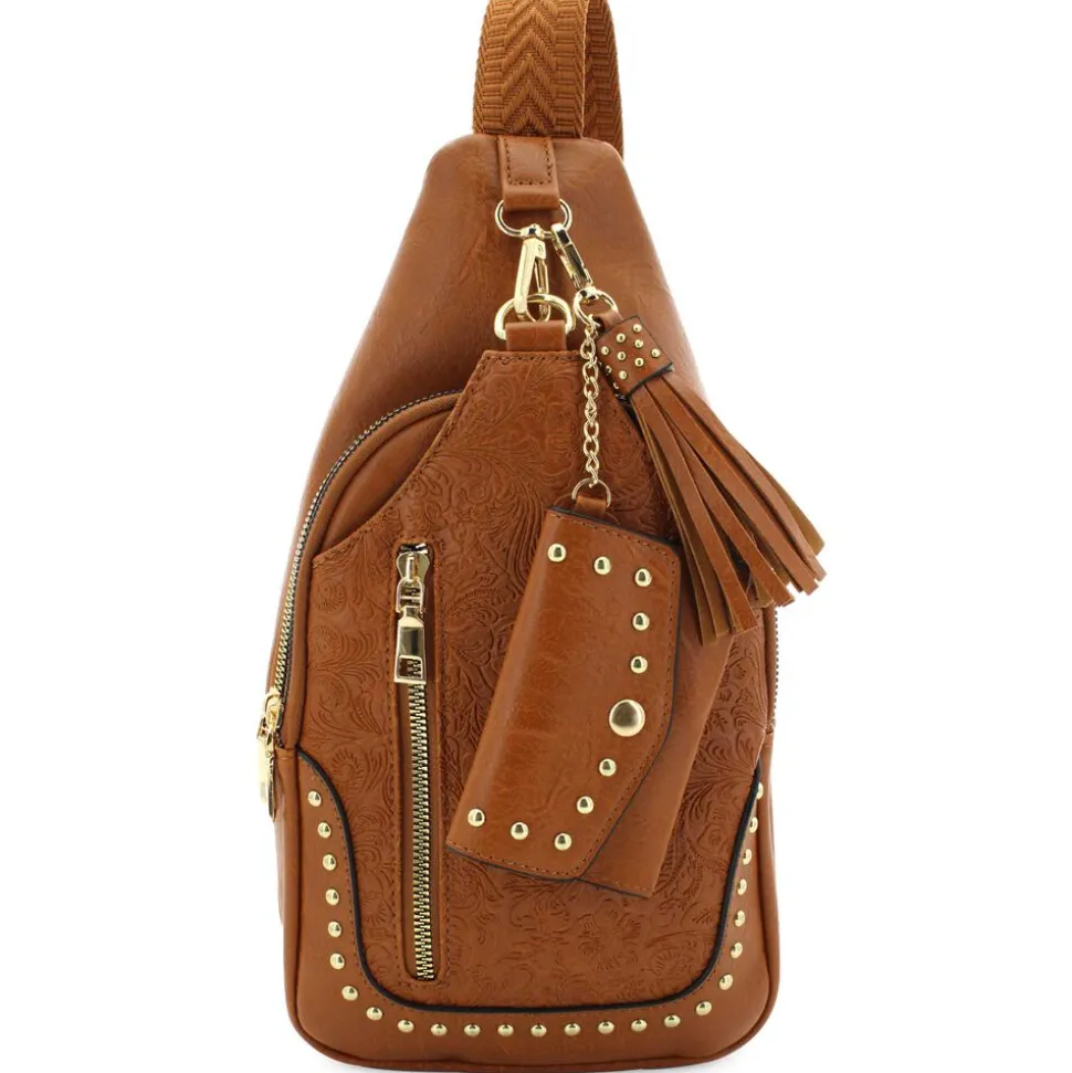 Sam & Hadley Tooled Sling With Clip-on Pouch