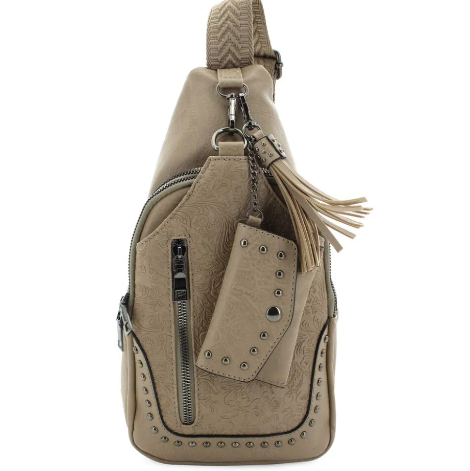 Sam & Hadley Tooled Sling With Clip-on Pouch