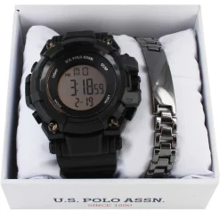 U.S. Polo Association Digital Watch & Bracelet Set