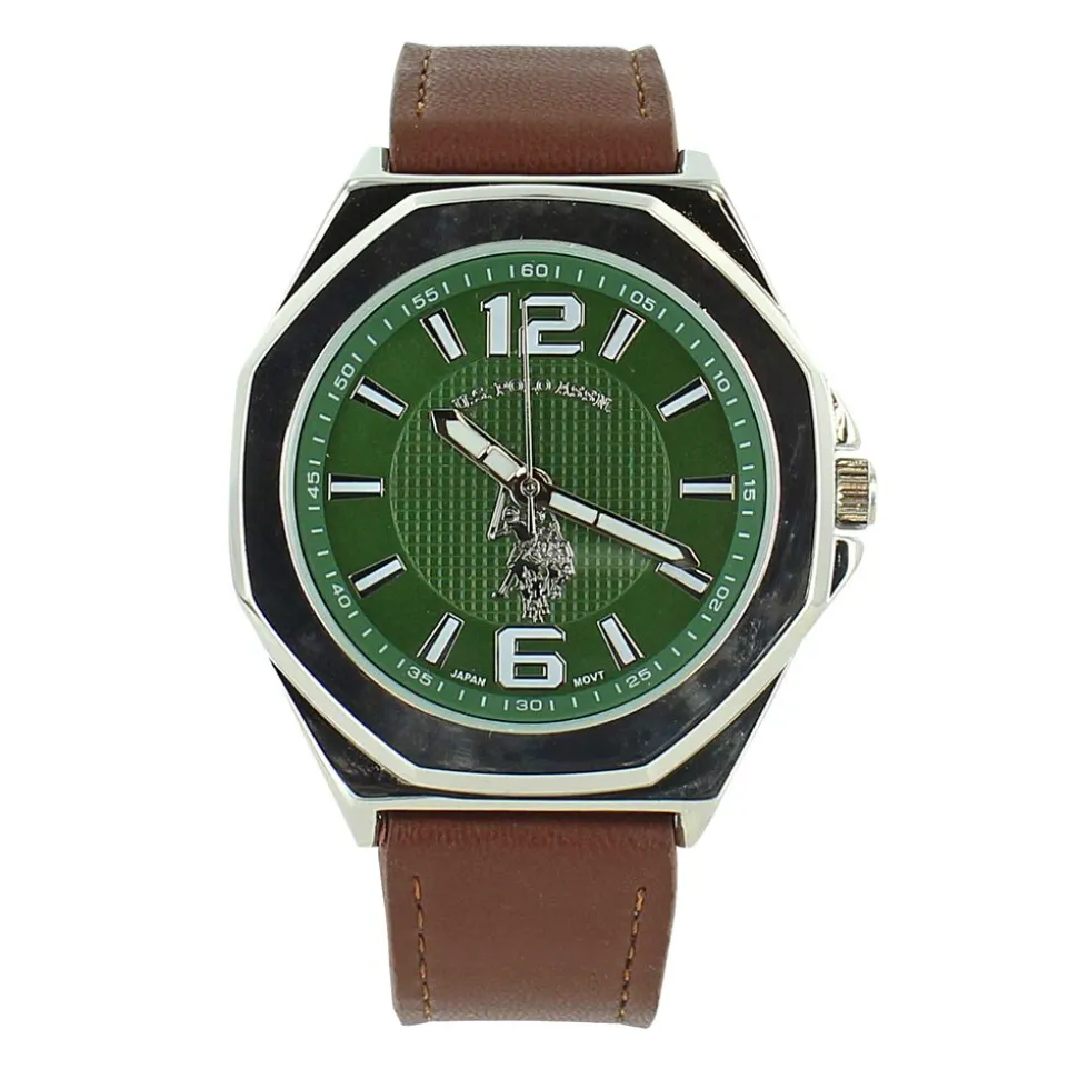 U.S. Polo Association Watch With Faux-Leather Band