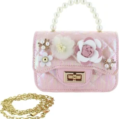 Willow & Ruby Pink Metallic With Flowers Mini Bag