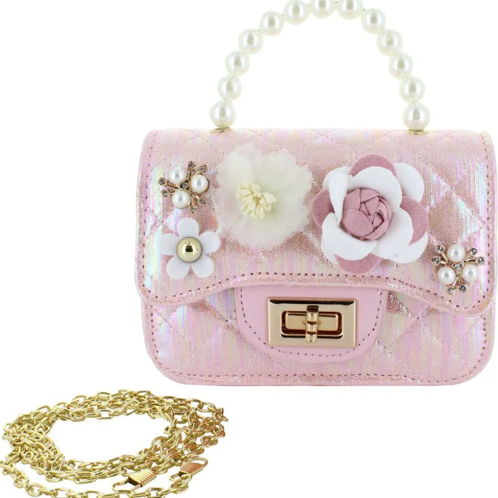 Willow & Ruby Pink Metallic With Flowers Mini Bag