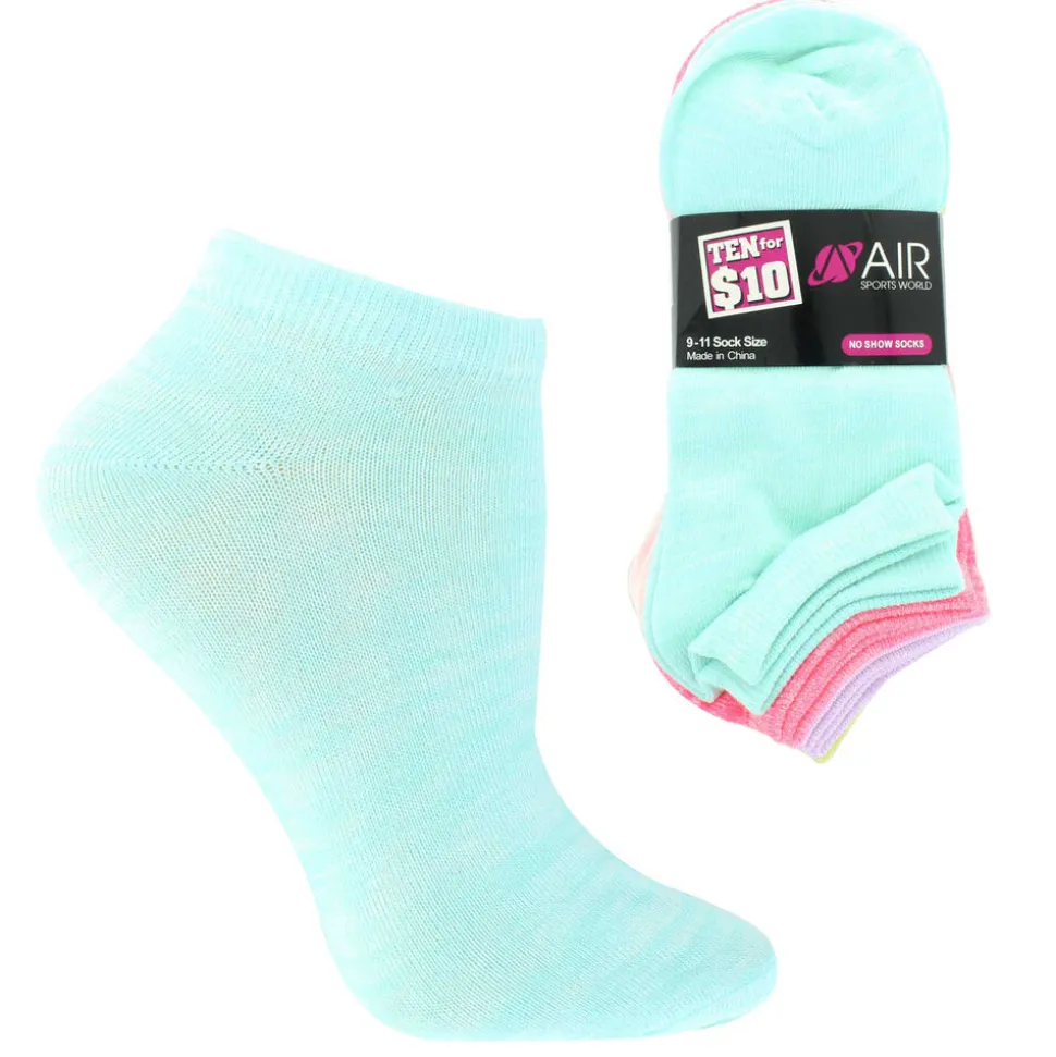 Women's Air Sports World Pastel No-Show 10 For $10