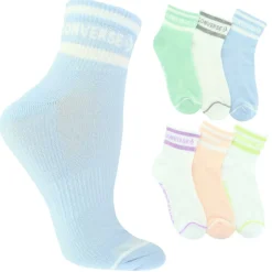 Women's Converse Logo & Stripe Quarter 6-Pair Pack