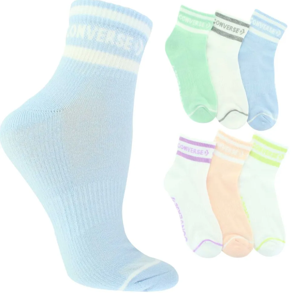 Women's Converse Logo & Stripe Quarter 6-Pair Pack