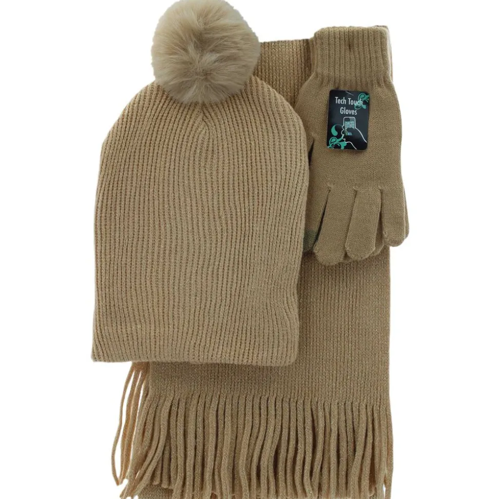 Women's Couture Gems Lurex Scarf 3-Piece Set