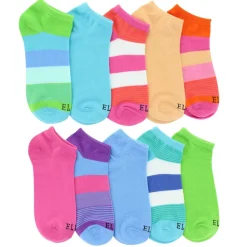 Women's Elle Bold Stripes No-Show 10 For $10