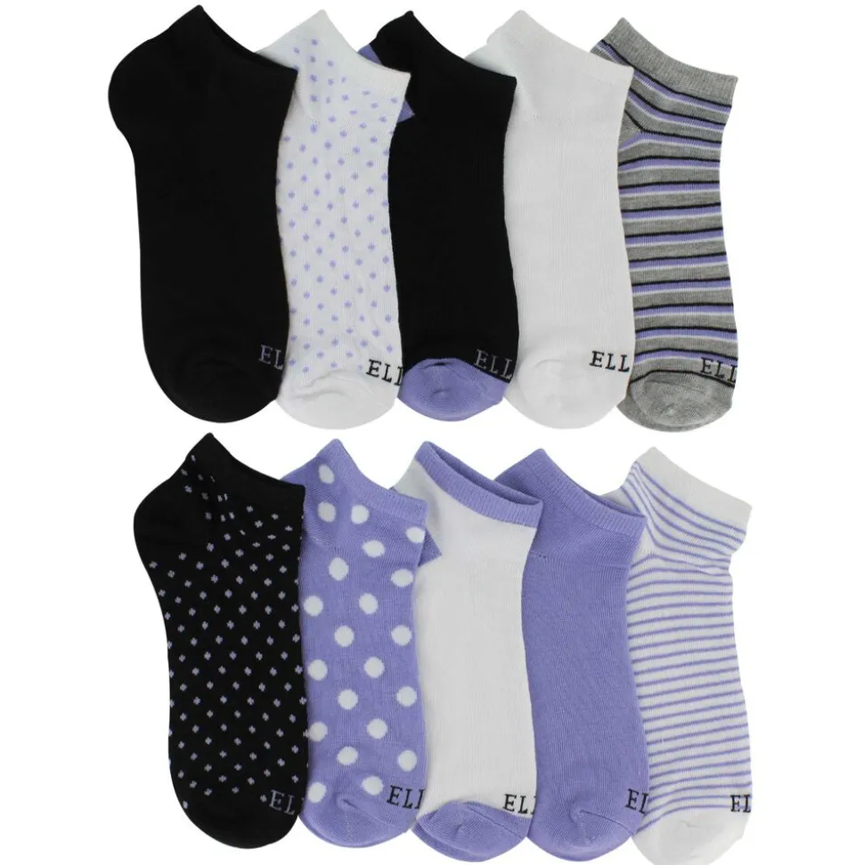 Women's Elle Stripes And Dots No-Show 10 For $10