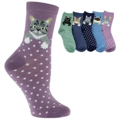 Women's ET/TU Kitty Cat Short Crews 5-Pair Pack