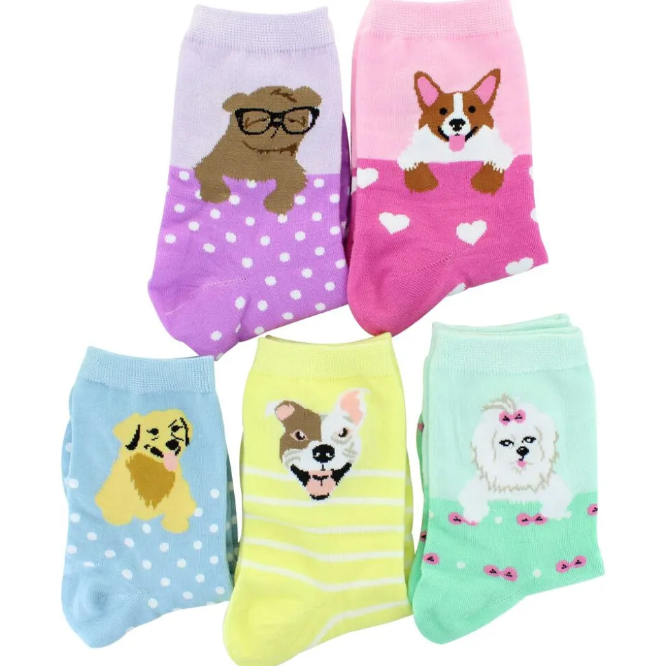 Women's ET TU Pastel Dog Short Crews 5-Pair Pack