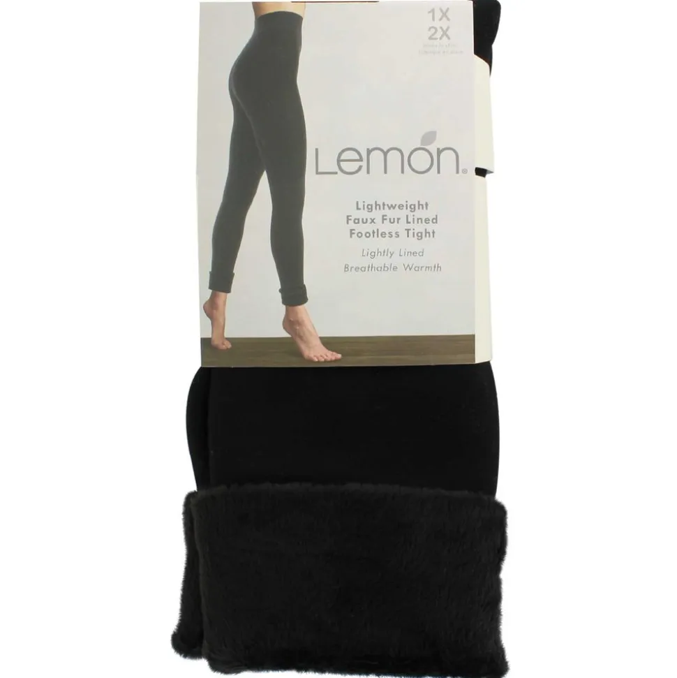 Women's Lemon Faux-Fur Lined Footless Tight 1X/2X