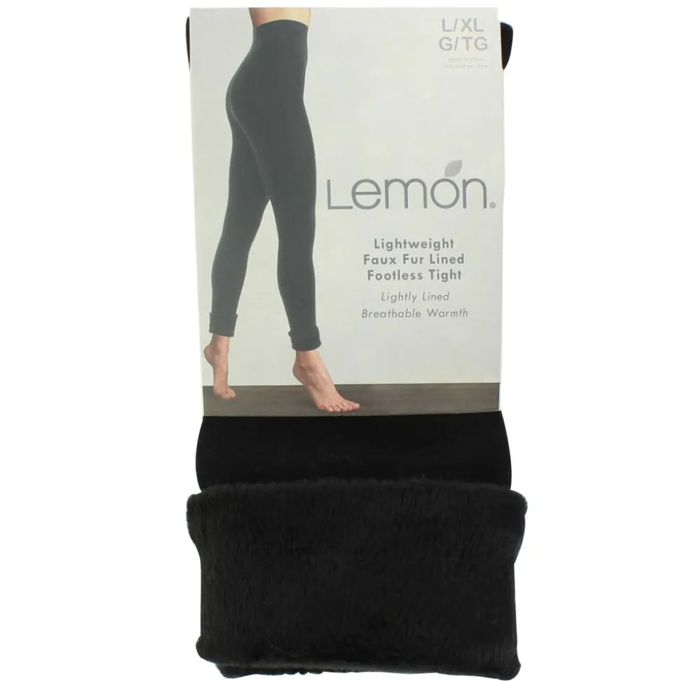 Women's Lemon Faux-Fur Lined Footless Tight L/XL